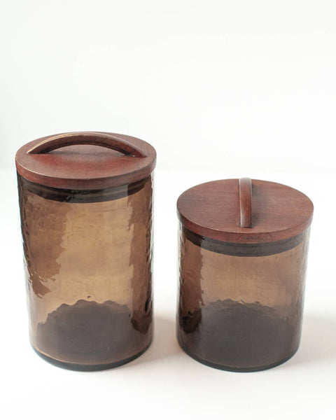 Handblown Hammered Glass Canisters (Small)