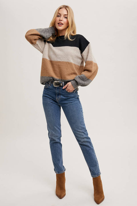 Chloe Block Knit Pullover Sweater