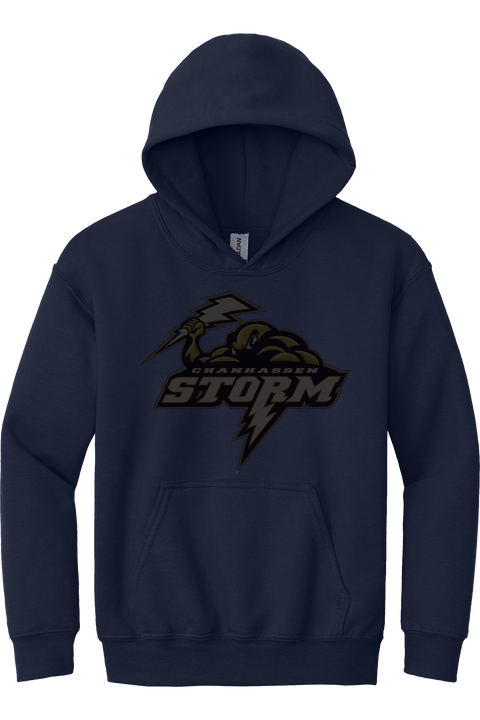 Chanhassen Dark Storm Logo Navy Youth Heavyweight Hoodie