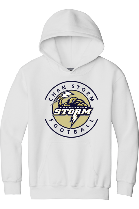 Chanhassen Storm Football Badge White Youth Heavyweight Hoodie