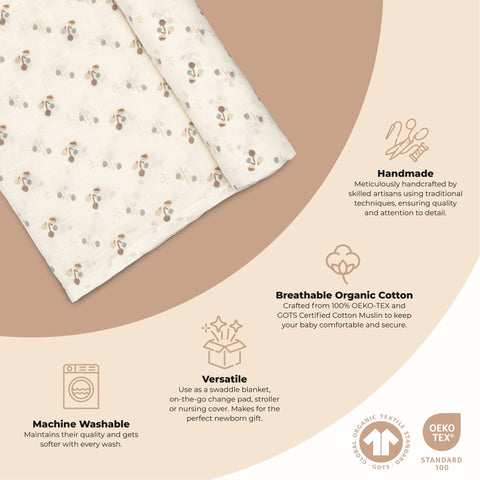 Organic Cotton Poppy Single Swaddle