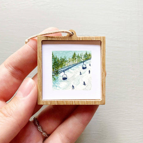 Mini 1" Skiing and Snowboarding Watercolor Print