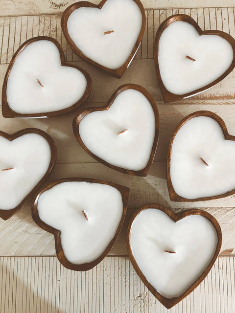 Wooden Heart Bowl Candles - 3 oz.