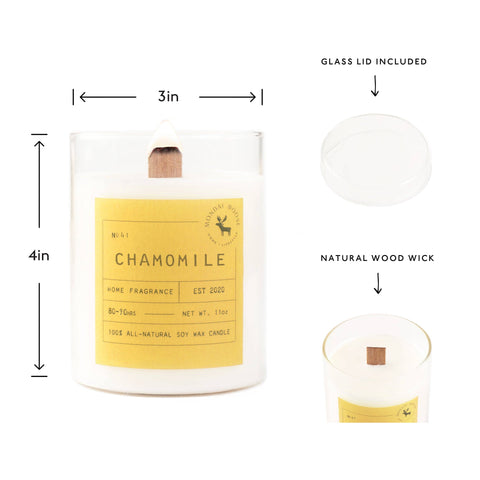 Chamomile Signature Soy Wax Candle, 11 oz wood wick