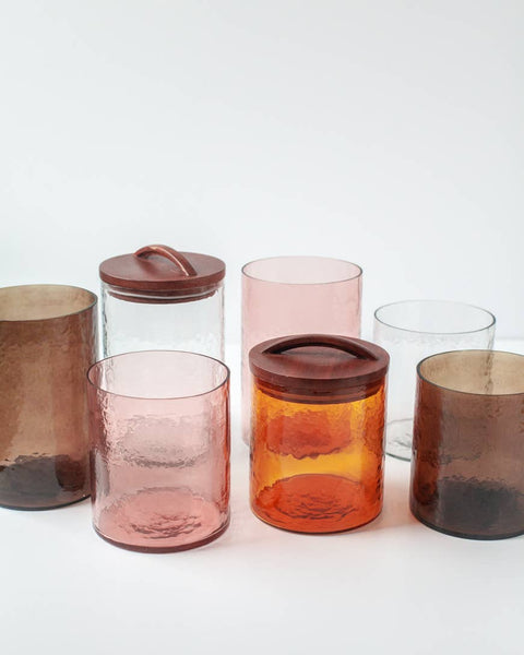 Handblown Hammered Glass Canisters (medium)