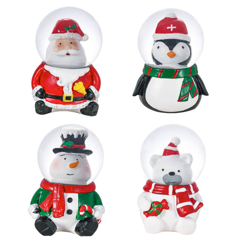 2.75" Christmas Character Waterglobe in 12 piece CDU, 4 Asst