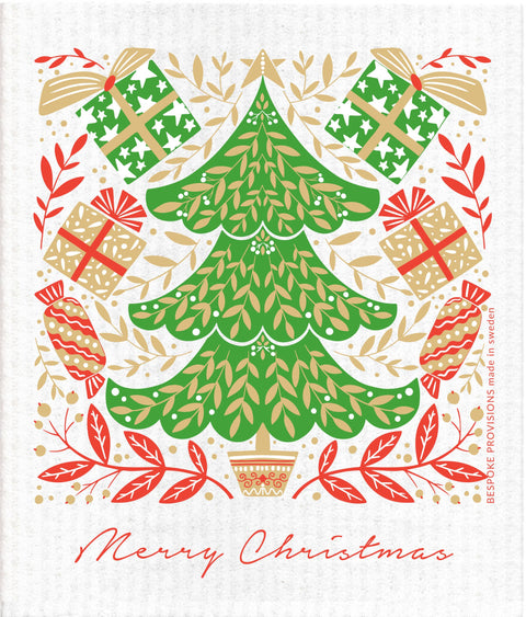 Merry Christmas Tree  Swedish Dishcloth - Holidays