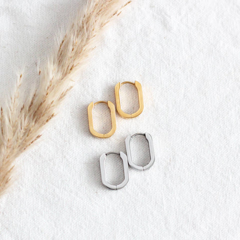 Oval Huggie Hoops: Gold