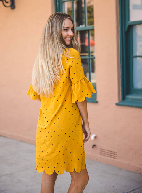 Polka Dot Haylie Scallop Dress