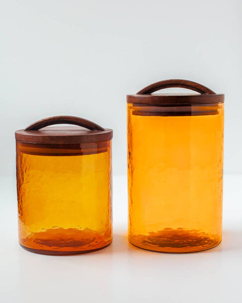 Handblown Hammered Glass Canisters (Small)