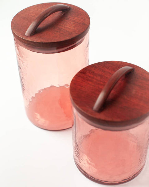 Handblown Hammered Glass Canisters (Small)