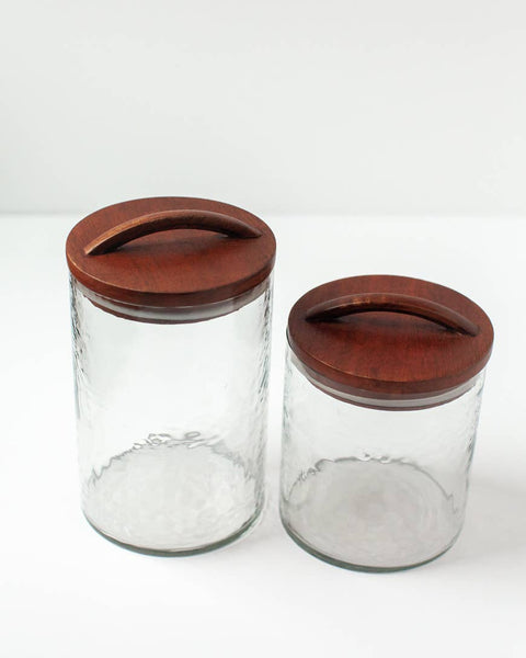 Handblown Hammered Glass Canisters (Small)