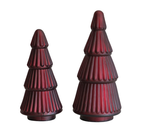 Matte Burgundy Embossed Mercury GLASS Tree, 2 sizes