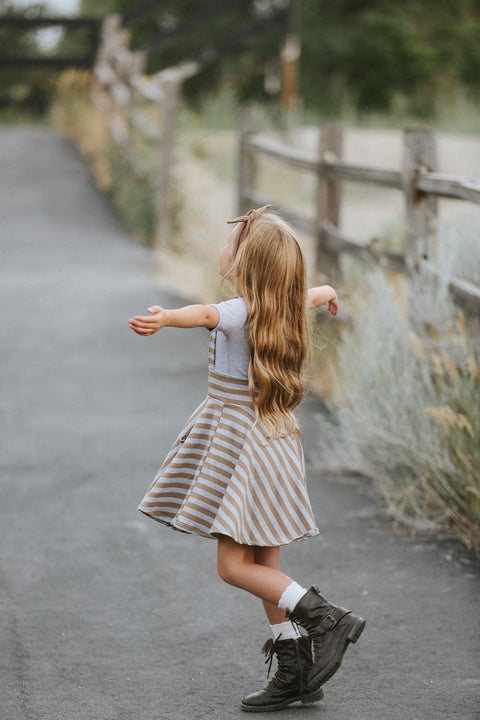 Polly Mocha Stripe Jumper Dress