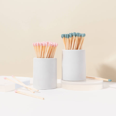 White Round Vessel with Color Matchsticks