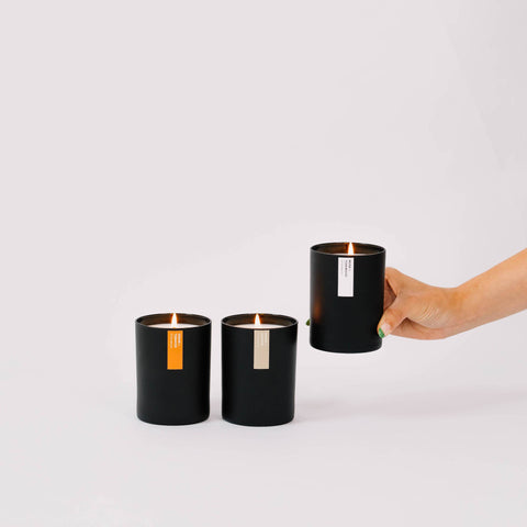 Smoke + Leather - Matte Black Tumbler Soy Candle