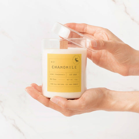 Chamomile Signature Soy Wax Candle, 11 oz wood wick