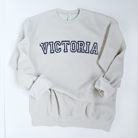 Custom Town Varsity Lettering Ultra Soft Sweatshirt - Oat