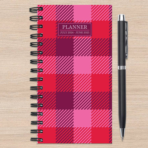 2025 Pink Plaid Small Weekly Monthly Planner