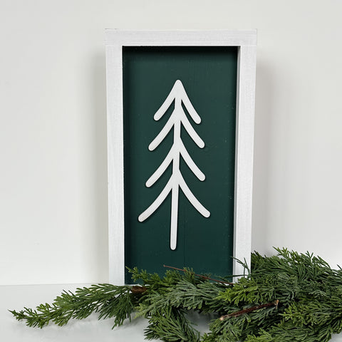 Nordic Modern Tree Holiday Sign - Handcrafted, Red or Green