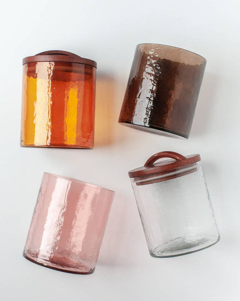 Handblown Hammered Glass Canisters (Small)