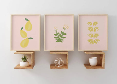 Leafy Lemons Art Print | Spring Home Decor