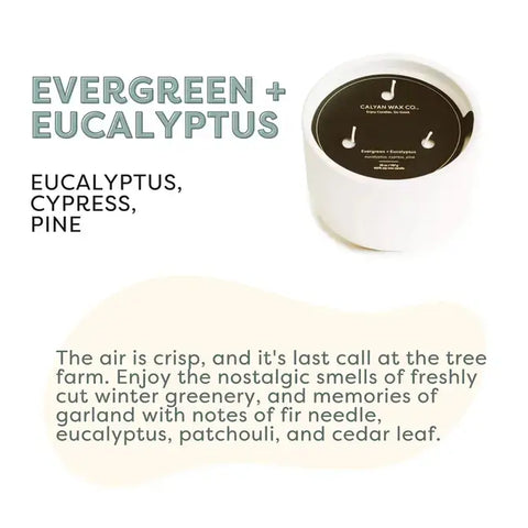 Evergreen + Eucalyptus - 3 Wick Ceramic Soy Candle