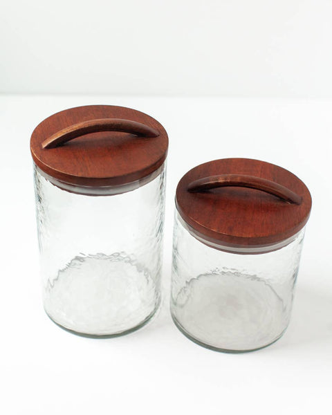 Handblown Hammered Glass Canisters (medium)