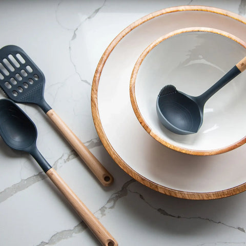 Wood + White Collection Mango Wood Salad/Serving Bowl, Medium