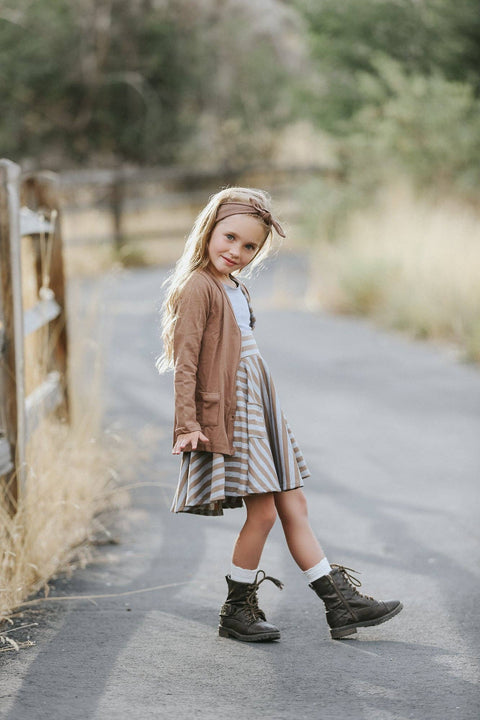 Polly Mocha Stripe Jumper Dress