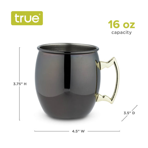 Black Moscow Mule Mug with Gold Handle, 2 Pack