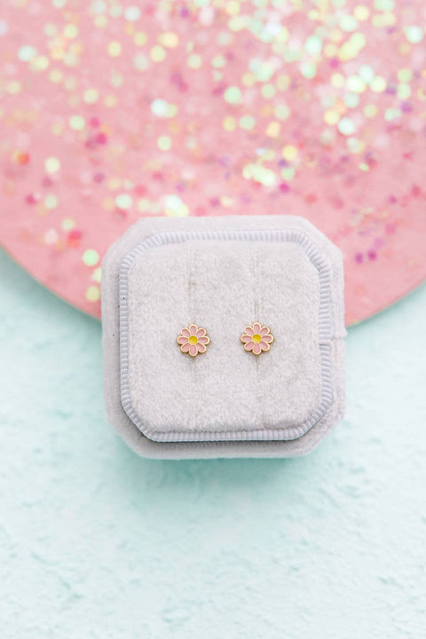 Pink Daisy Stud Earrings