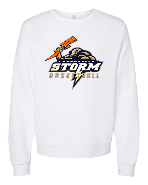 Chanhassen Storm Basketball Bolt Ultra Soft Crewneck, White