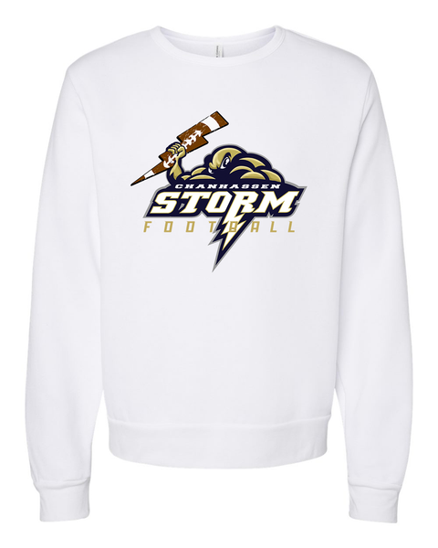 Chanhassen Storm Football Bolt Ultra Soft Crewneck, White