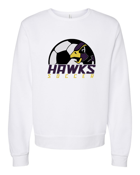 Chaska Hawks Soccer Ultra Soft Unisex Crewneck Sweatshirt, White