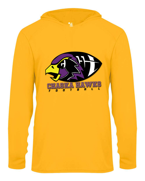 Chaska Hawks Football Long Sleeve Youth Performance Tee with Hood