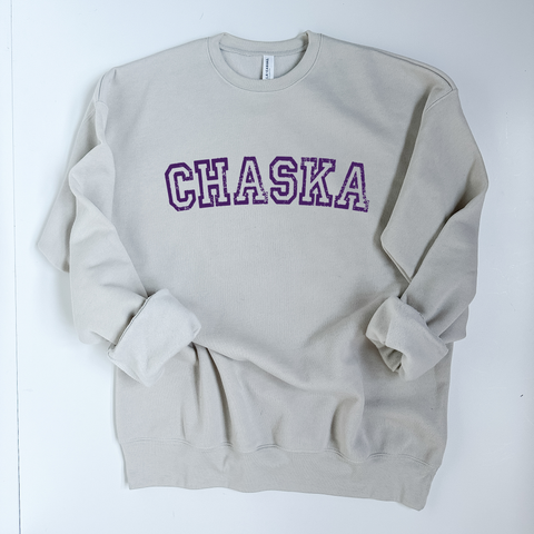 Custom Town Varsity Lettering Ultra Soft Sweatshirt - Oat