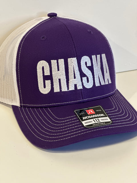 CHASKA Trucker Hat, Snapback Cap - Purple & White