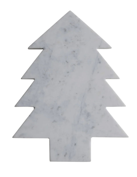 Marble Tree Shaped Cheese/Cutting Board, White - 13-1/2"L x 10-1/2"W