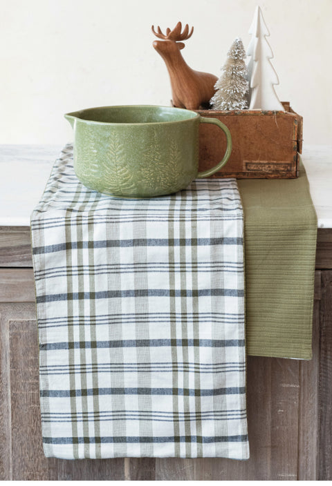 Two-Sided Stonewashed Cotton Double Cloth Table Runner w/ Cotton Back