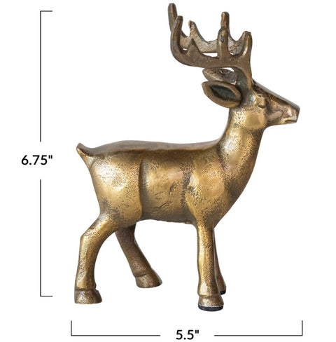 Cast Aluminum Reindeer, Antique Gold Finish