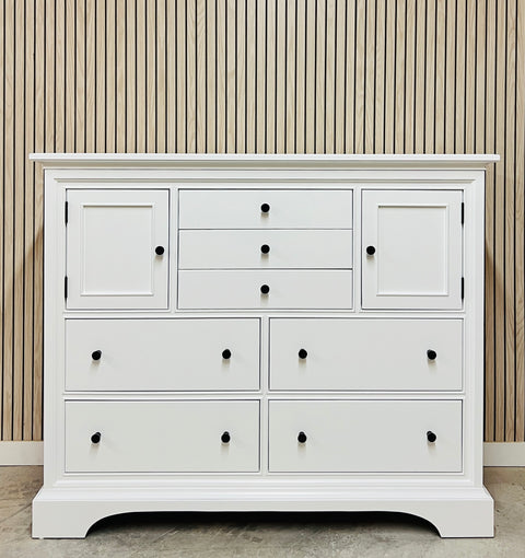 Seven Drawer Dresser With Cabinet Storage