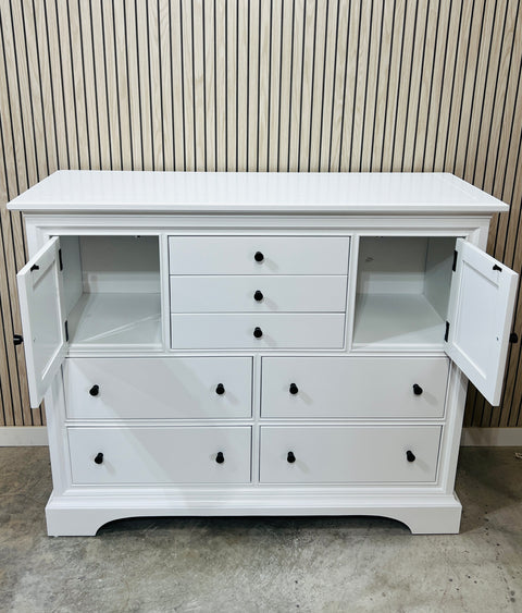 Seven Drawer Dresser With Cabinet Storage