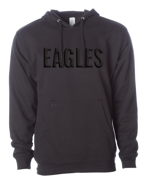 EAGLES Puff-Printed Black on Black Hoodie, Unisex