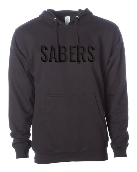 SABERS Puff-Printed Black on Black Hoodie, Unisex