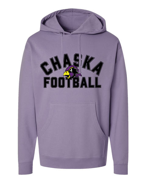 Chaska Hawks Football Varsity Text Hoodie, Purple