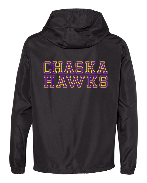 Chaska Hawks Windbreaker Mid-Zip Unisex Pullover with Hood