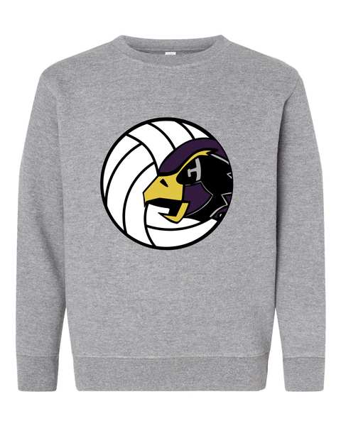 Chaska Hawks Volleyball Logo Youth Heavyweight Hoodie, Grey