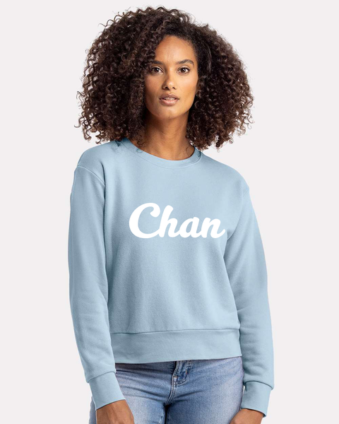 Chan Women's Fit Crewneck Sweatshirt, Stonewash Denim