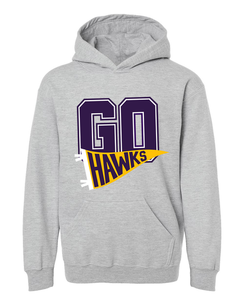 Go Hawks! Heather Grey Youth Heavyweight Hoodie